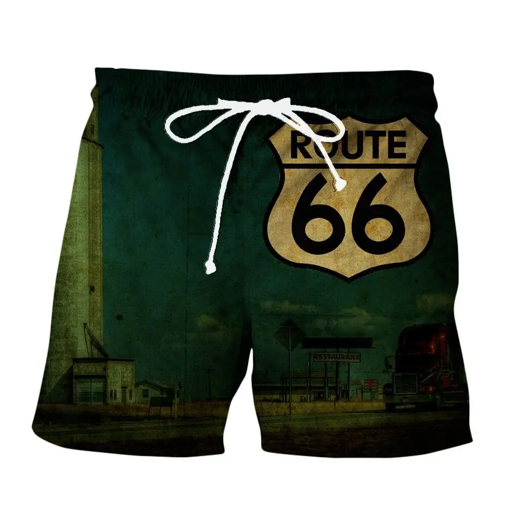 

Route 66 Summer Fashion New Shorts 3D Printing Shorts Men'S Summer Casual Pants European And American Men's Five-Point Pants