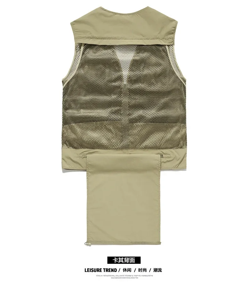 Description Picture 5 of itemSummer Outdoor Cargo Vest Men Leisure Multi-pockets Mesh Breathable Waistcoat Men Fishing Photography Mens Vest Large Size S-5XL
