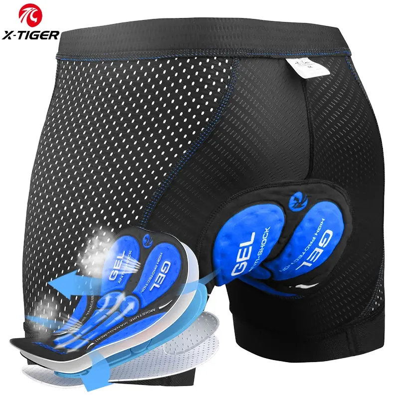 Cycling Shorts X-TIGER Cycling Underwear 5D Breathable Padded Gel Bike Shorts Men MTB Anti Slip Leg Grips Riding Cycling Shots Ciclismo