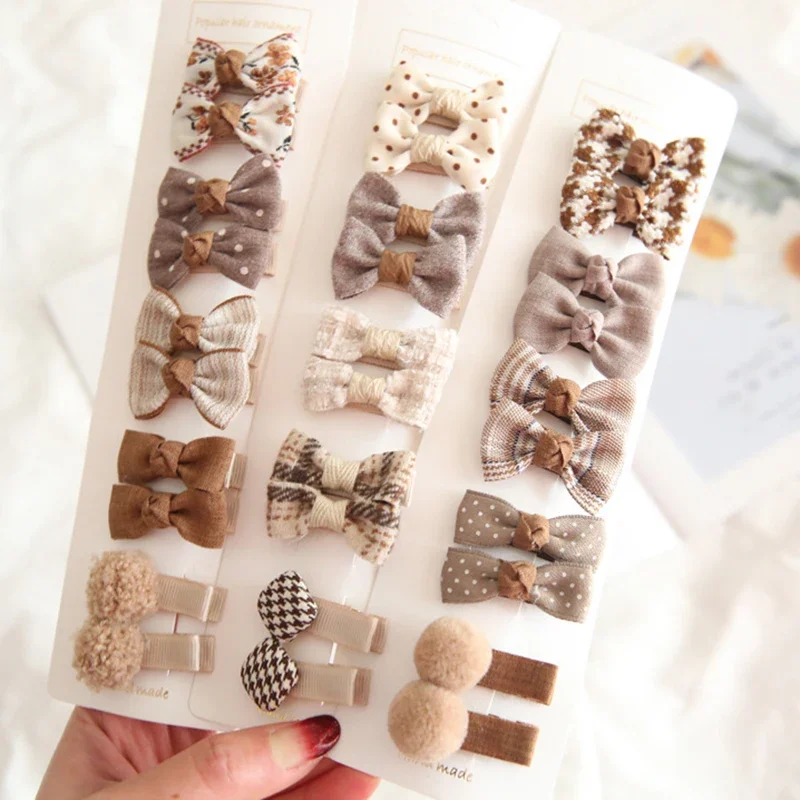 Bowknot Baby Girl Hairpins Cute Floral Plaid Dot Children Hair Clips Baby Hairpin Kids Barrettes Hair Accessories 5/10Pcs