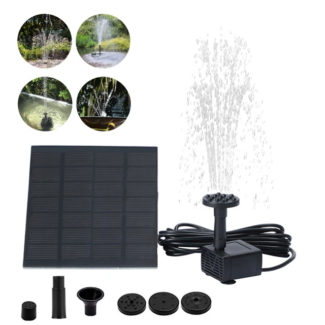 Napenergia -Szivattyú Szökőkút Szivattyú 6 Fúvókával Merülő Medence Tó -Üzemeltetésű Kültéri Kerti Vízszivattyú