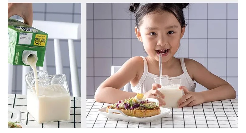Description Picture 2 of itemHalf Pint Milk Carton Style Glass Cup Creative Mini Creamer Jug Glass Milk Box Cup