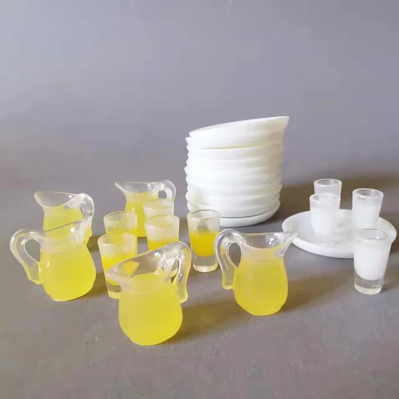 10 pcs Milk Juice Cups Miniatures Artificial Cup Fruit Bottles Fairy Garden Gnome Terrarium Doll House Decor
