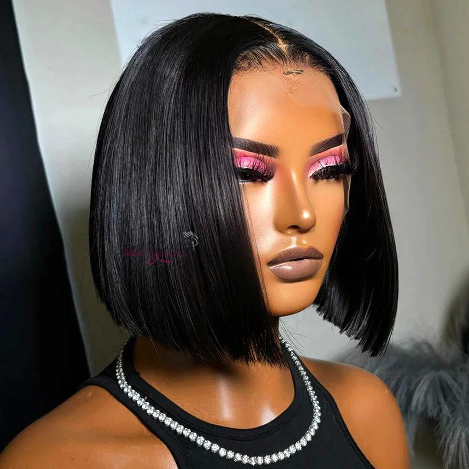 

Glueless Straight Short Bob Wigs HD Lace Front Wig Human Hair Brazilian Bone Straight 13x4 HD Lace Frontal Human Hair Bob Wig