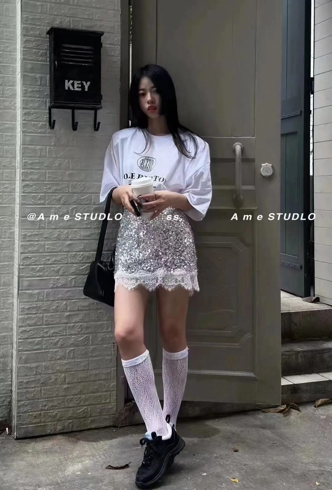 Women's Glitter Sequined Lace Skirt Lady Summer Streetwear A Line Mini Skirt Party Club Short Skirt