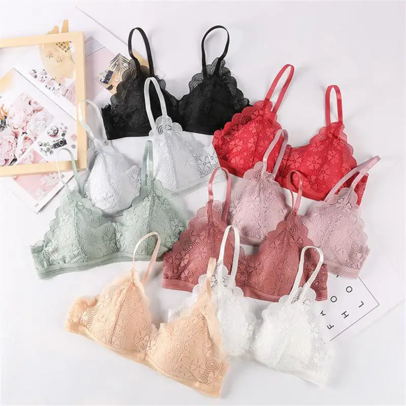 

Silky Fabric Bra Thin Breathable Sexy Suspenders Chest Wrapped Breasts Gathered Comfortable Students One-piece Rimless Bra