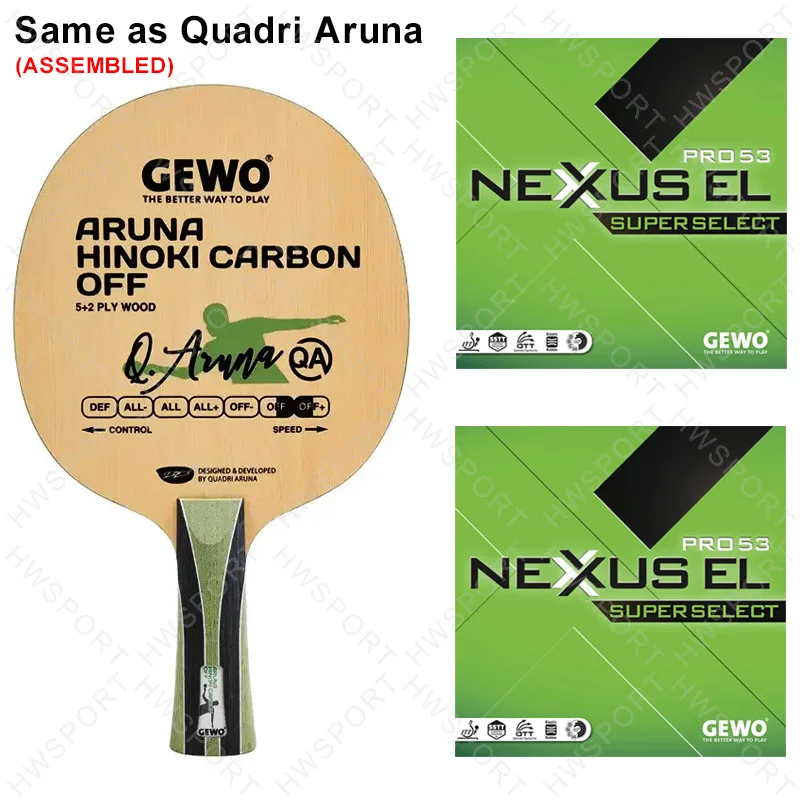 卓球　GEWO アルナヒノキカーボン　ネクサススーパーセレクト53℃と48° Gewo-aruna hinoki卓球の刃,プロのピンポンの内側の力,クアドリ