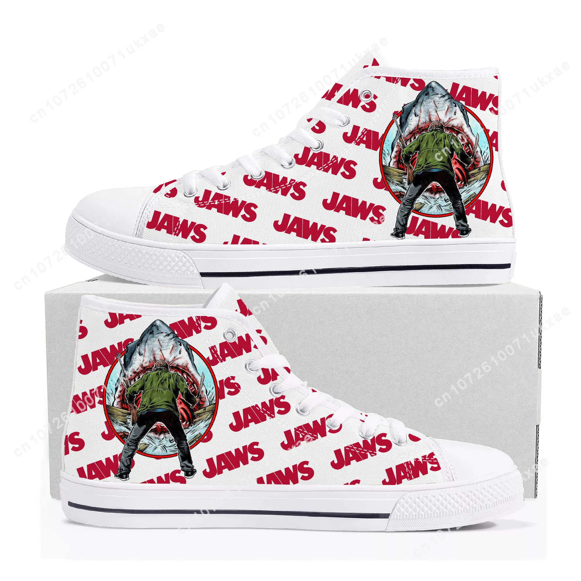 

Jaws Movie Shark High Top Sneakers Mens Womens Teenager Canvas High Quality Sneaker Casual Custom Made Shoes Customize DIY Shoe