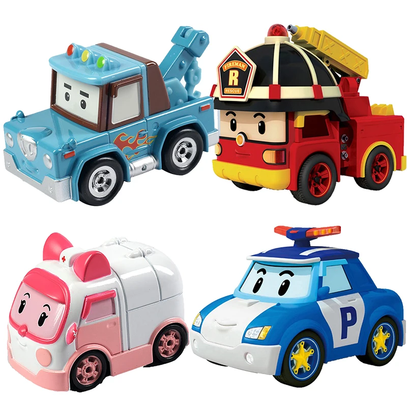 Corea Cartoon Robocar Poli Roy Cap Amber Marine Anime Metal Action Figure Cartoon Car Model Toy For Children Kids Regali Di Compleanno