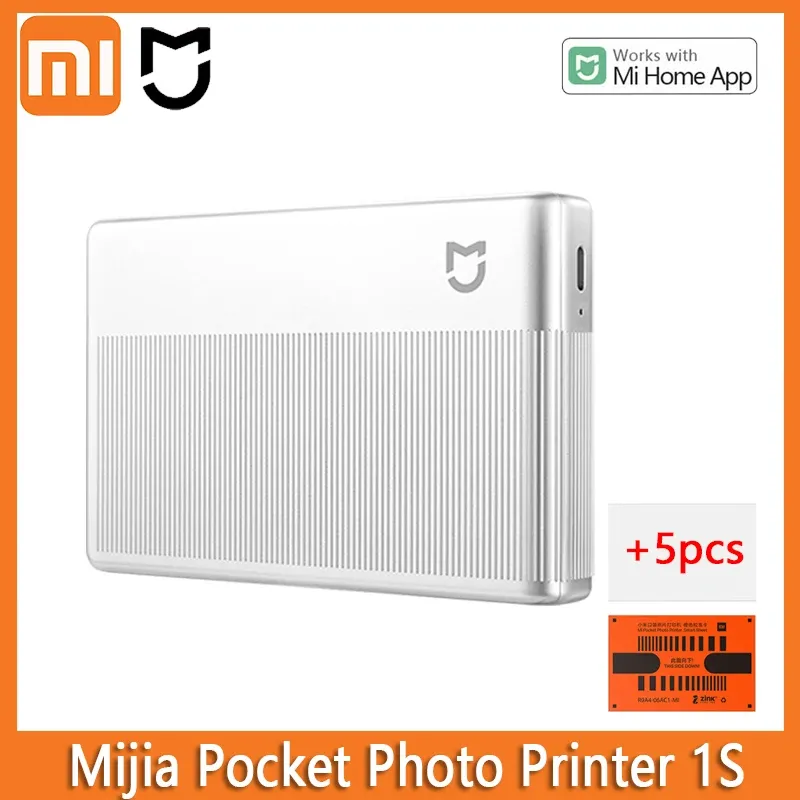 Xiaomi Pocket Photo Printer 1s Wireless Bluetooth Thermal Print AR Video ZINK Inkless Technology Portable Printing Mi home APP