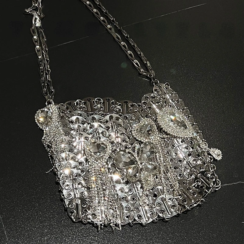 

Women Diamond Sequins Handbags Tassel Bag Women Small Tote Bag Bling Fashion Lady Bucket Shoulder Bags Girls Glitter Purses 2023