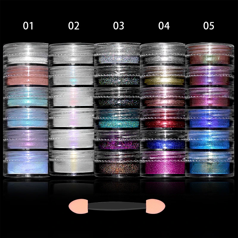 6Box/set Glitter Mirror Dust Nail Powder Chameleon Aurora Metallic Effect Pigments Laser For UV Gel Nail DIY Manicure Decoration 4