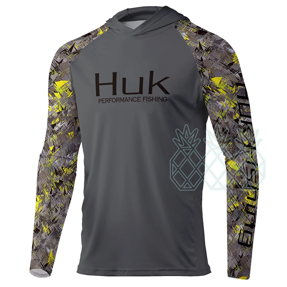 HUK Fishing Wear Men T Shirt Hat Long Sleeve Jersey Hooded Sun Protection  Upf 50 Breathable