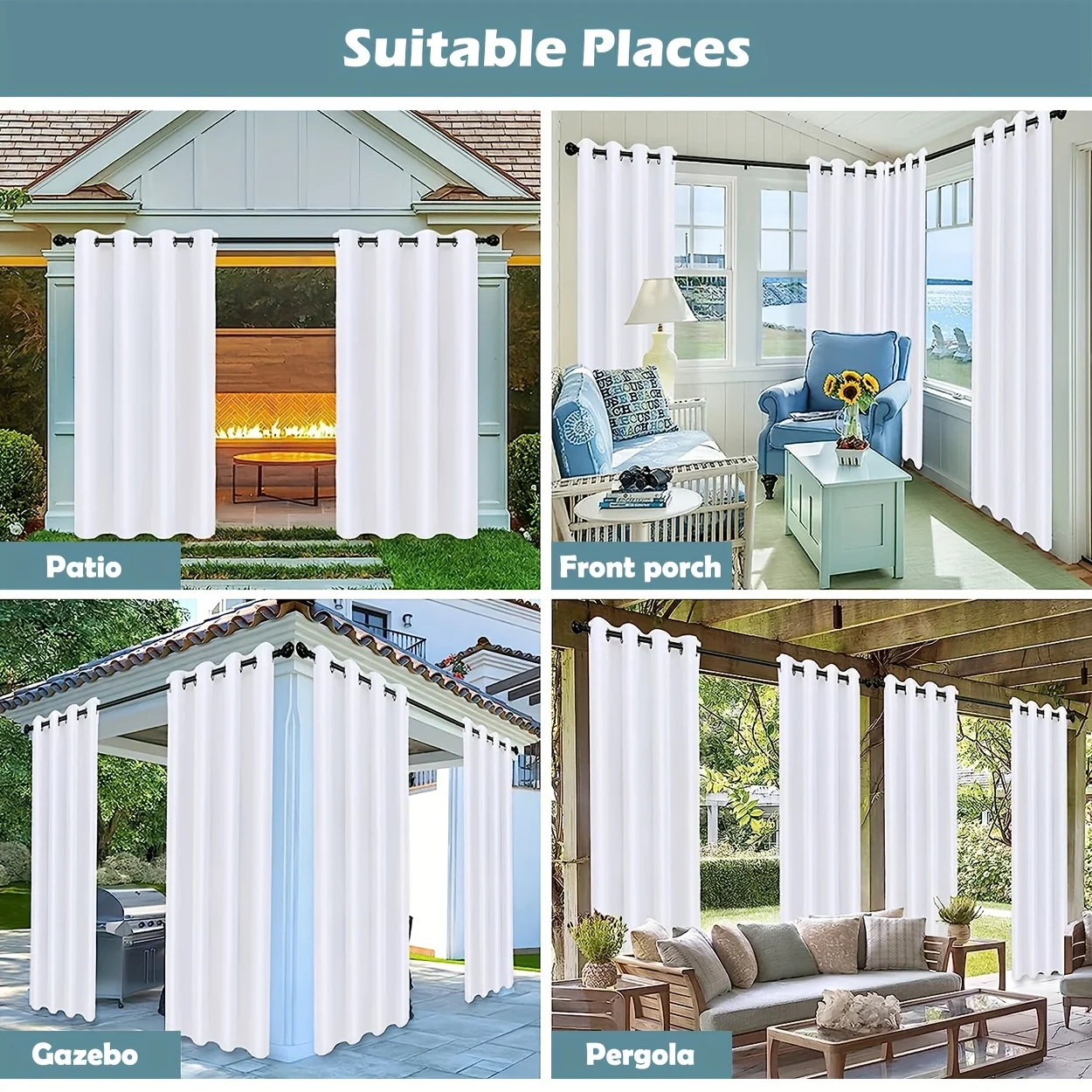 1pc Waterproof Outdoor Curtain, Modern Simple Style ForestPattern Curtain, Nature Themed Yard Curtain, Indoor AndOutdoor Patio 6