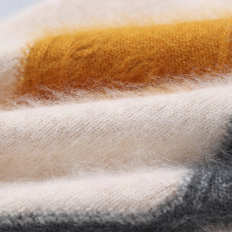 100% mink cashmere sweater men's autumn and winter O-neck thick pullover peacock tail flower plus size sweater casual knit top