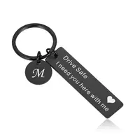 Custom Drive Safe Keychain A Z 26 Initials Lettering Men Women Boyfriend Husband Key Chain Birthday