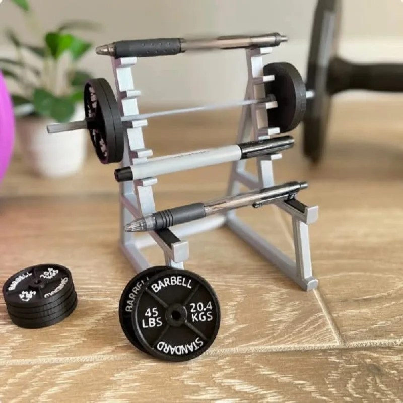 Pen Storage Squat Rack Decoration Desk Barbell Rack Pen Holder Display Portable Gym Theme pen holder