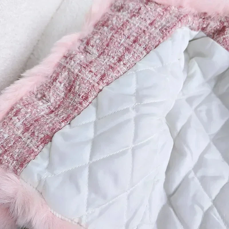 Spring Winter Girl Kids Tweed Clothes Sets Fashion Children Suits Cotton Padded Jacket Coat+Skirt 2Pcs for 1-10Years