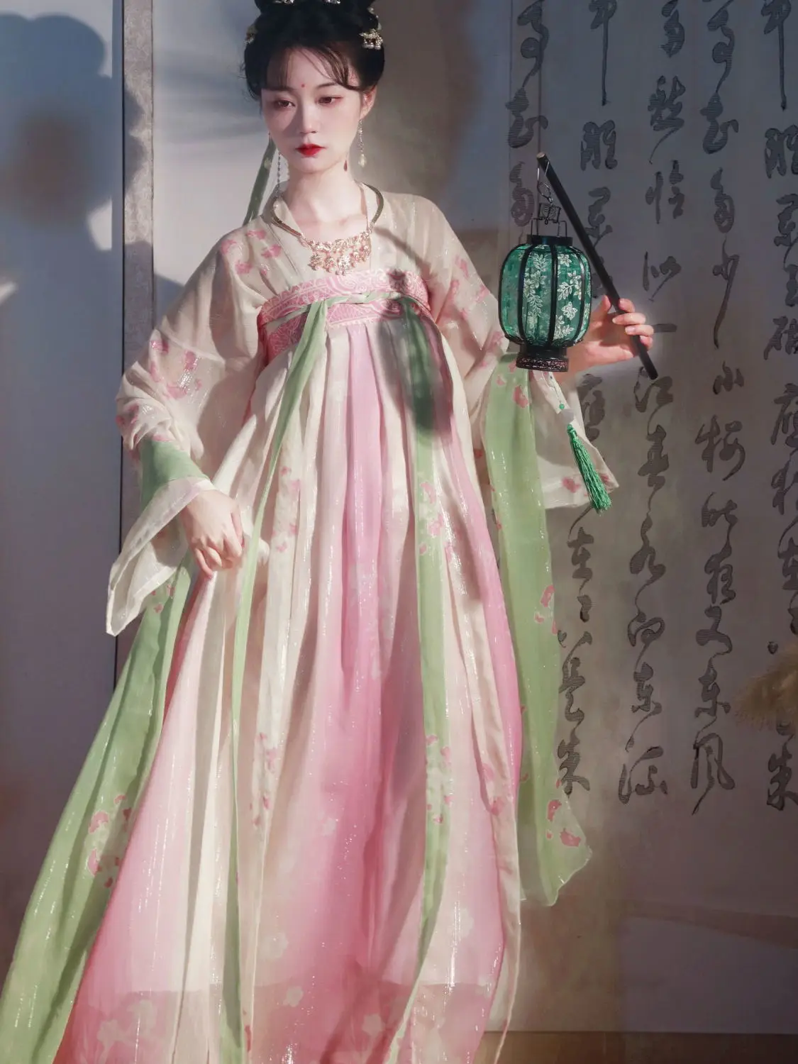 

Chinese Classical Costume Hanfu Town Yanyu Original Spring Tang Dynasty Printed Chest Length Daily Spring Set Immortal
