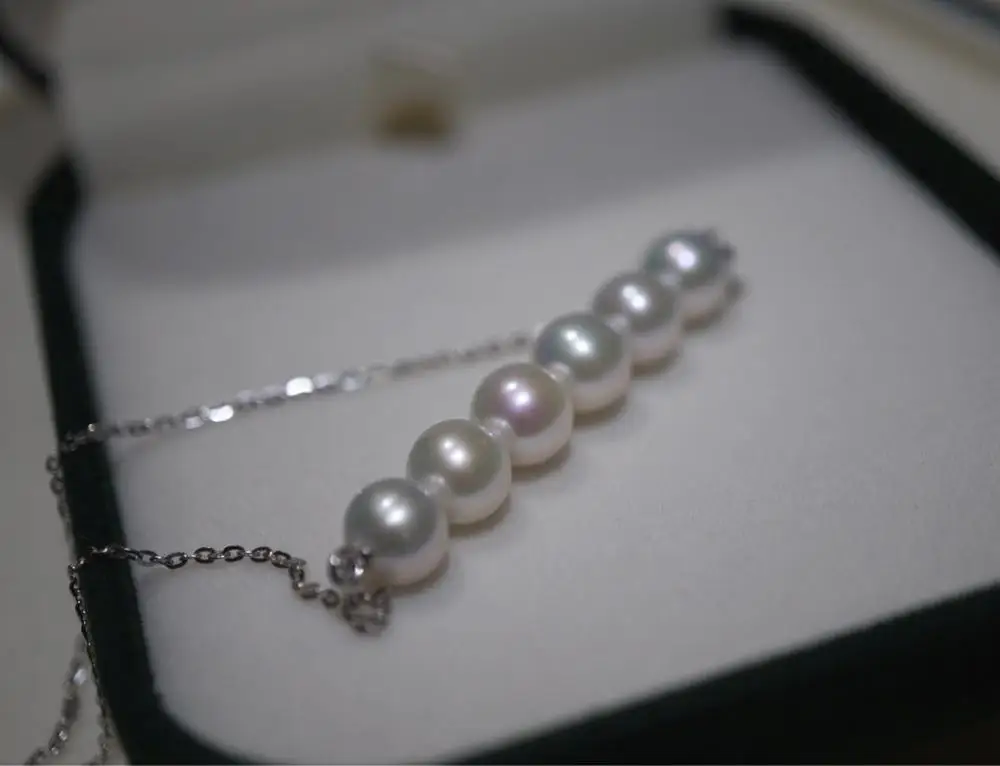 

Real Pearl Necklace 6.5-7MM 925 Sterling Silver Balance Runway Gown Hiphop Rare Glam Japan Korean Fashion