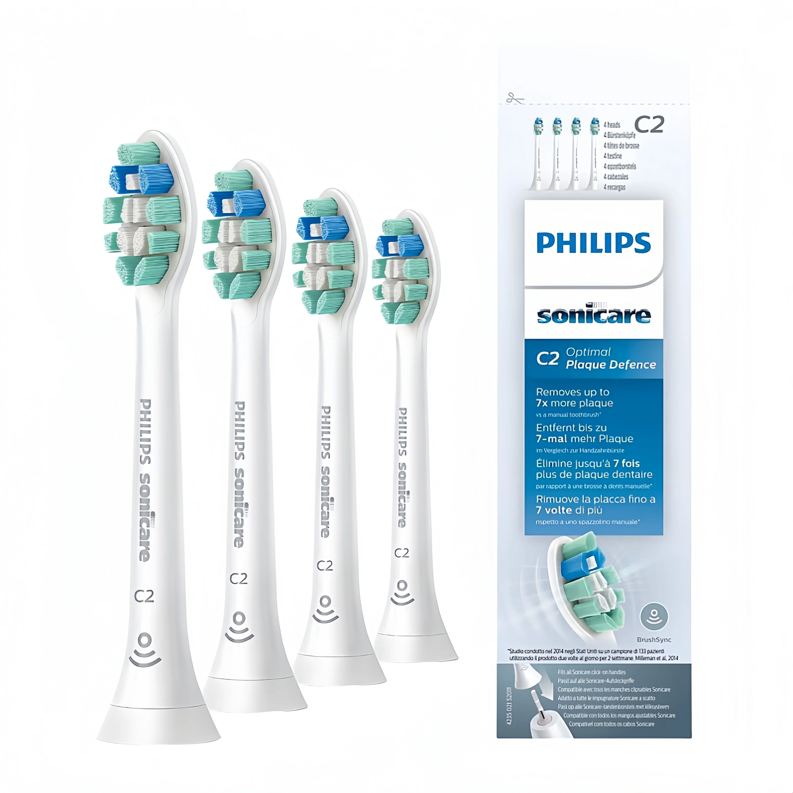 

Philips Sonicare Original C2 Optimal Plaque Defence (Formerly ProResults Plaque Control) - 4 Pack in White (Model HX9024/10)