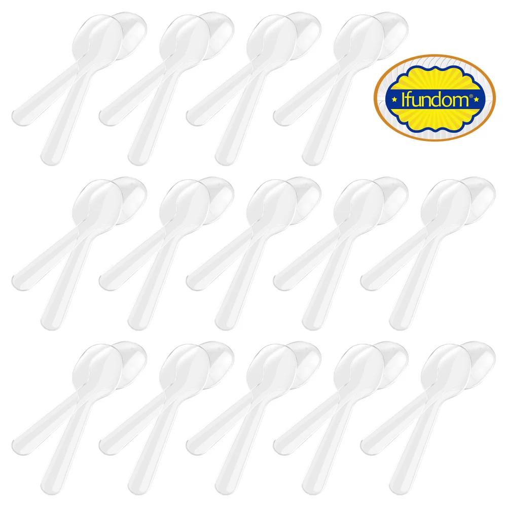 Description Picture 3 of item200Pcs Disposable Plastic Spoons Plastic Tableware Cutlery Clear Teaspoon Disposable Utensils for Dessert Ice Cream Party Supply