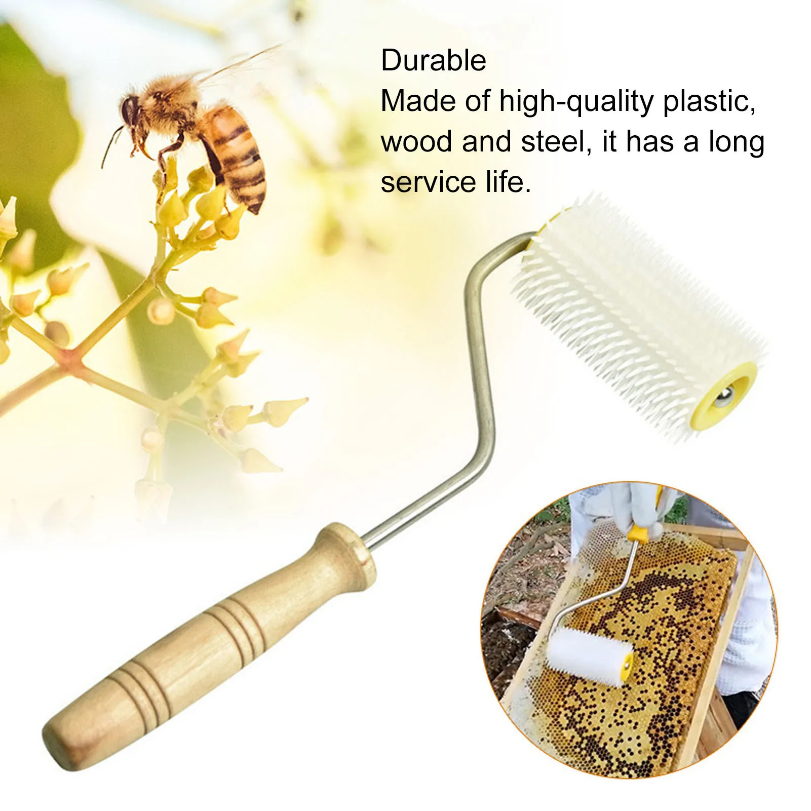 Honey Uncapping Roller with Wooden Handle Beehive Extracting Roller Beekeeping Tool beekeeping tools beekeeping accessories