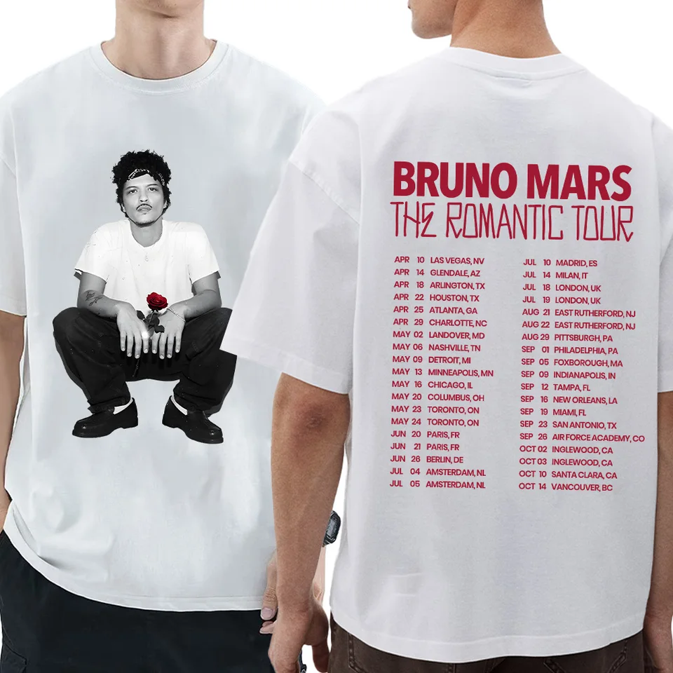Bruno Mars The Romantic Tour T-shirt High Quality Graphic Cotton