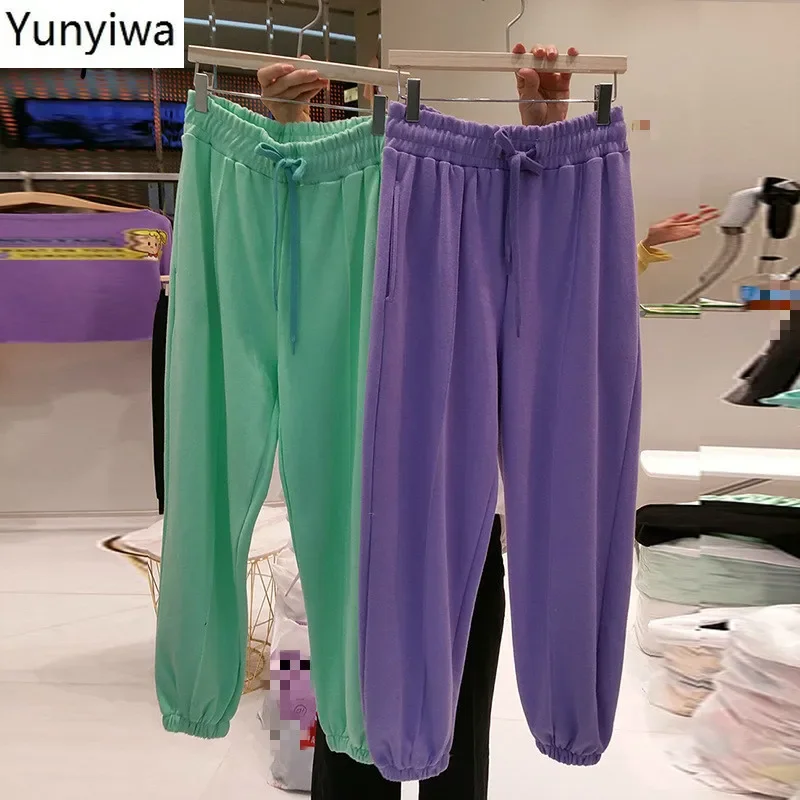 

Harem Pants Korean Causal Solid Drawstring Stretch High Waist Long Trousers 2020 New Loose Pants Pantalones Mujer 1E443