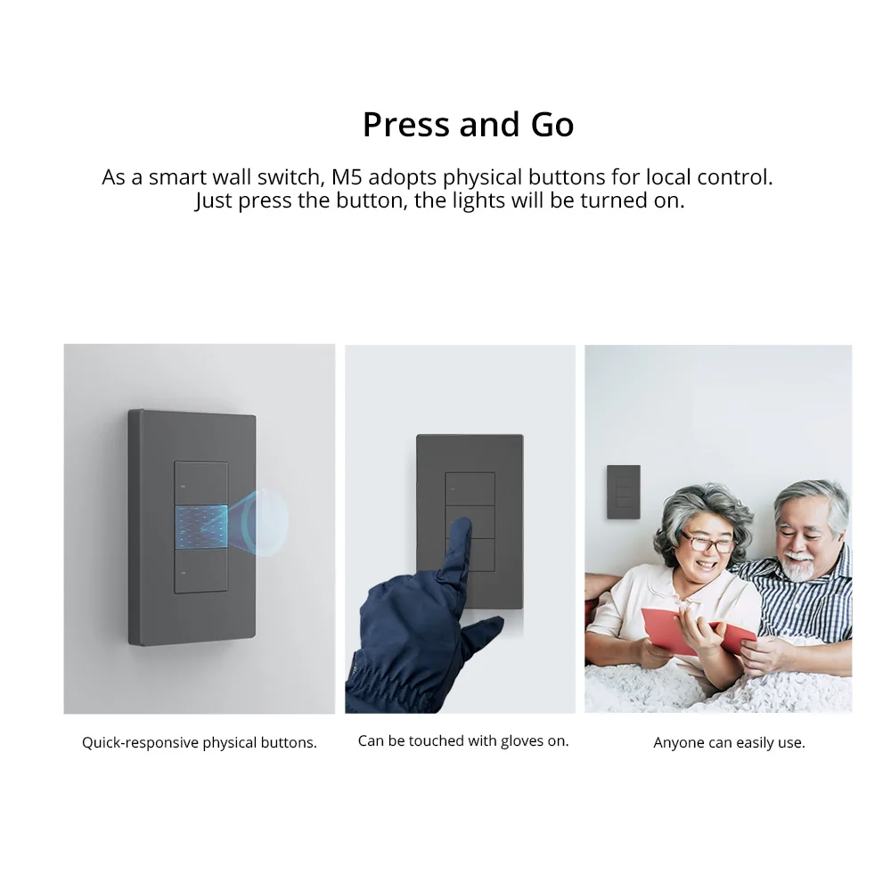 SONOFF M5 SwitchMan Smart Wall Switch 120 Type Push Button Switch 1/2/3 Gang Smart Home Wall Panel APP Remote Control Support R5