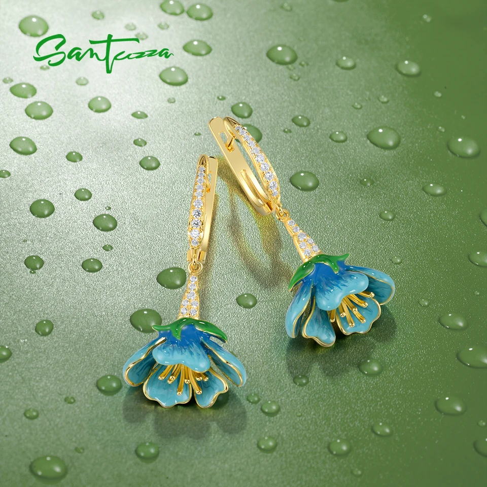 Santuzza – Orecchini A Goccia Fiore Di Giglio In Argento 925 Con Zirconi – Gioielli Donna Eleganti