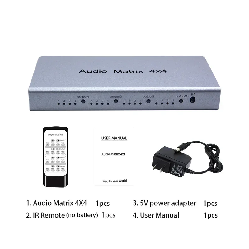 4x4 Audio Matrix Spdif Toslink Digital Optical 4 in 4 Out Audio Switch Converter Splitter Box for TV STB DVD Player PC Amplifier