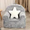 Little Star Kids Sofa with Star Throw Pillow, High Back Toddler Chair Glow in The Dark for Boys and Girls, Grey 1
