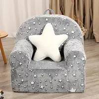 Little Star Kids Sofa with Star Throw Pillow, High Back Toddler Chair Glow in The Dark for Boys and Girls, Grey 1