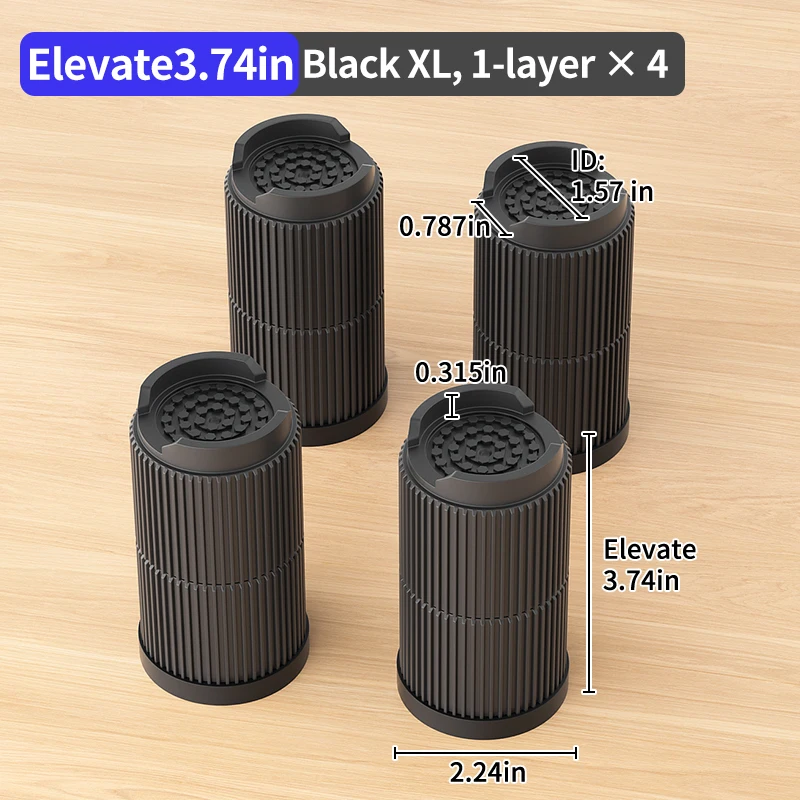 Stackable Non-Slip Furniture Risers with Noise-Reducing Design