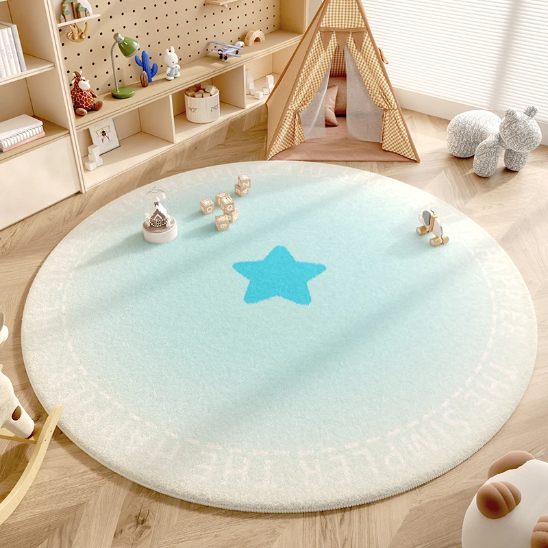 Pink Girl New Round Carpet Children Room Warm Fluffy Soft Decorative Carpets Geometric Love Anti Slip Rug Carpet for Living Room 2