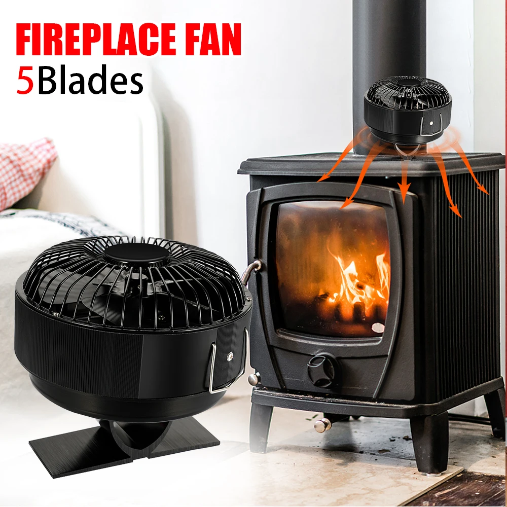 5 Blades Heat Powered Round Stove Fan Log Wood Burner Quiet Free-standing  Home Warmer Fireplace Fan Efficient Heat Distribution - AliExpress