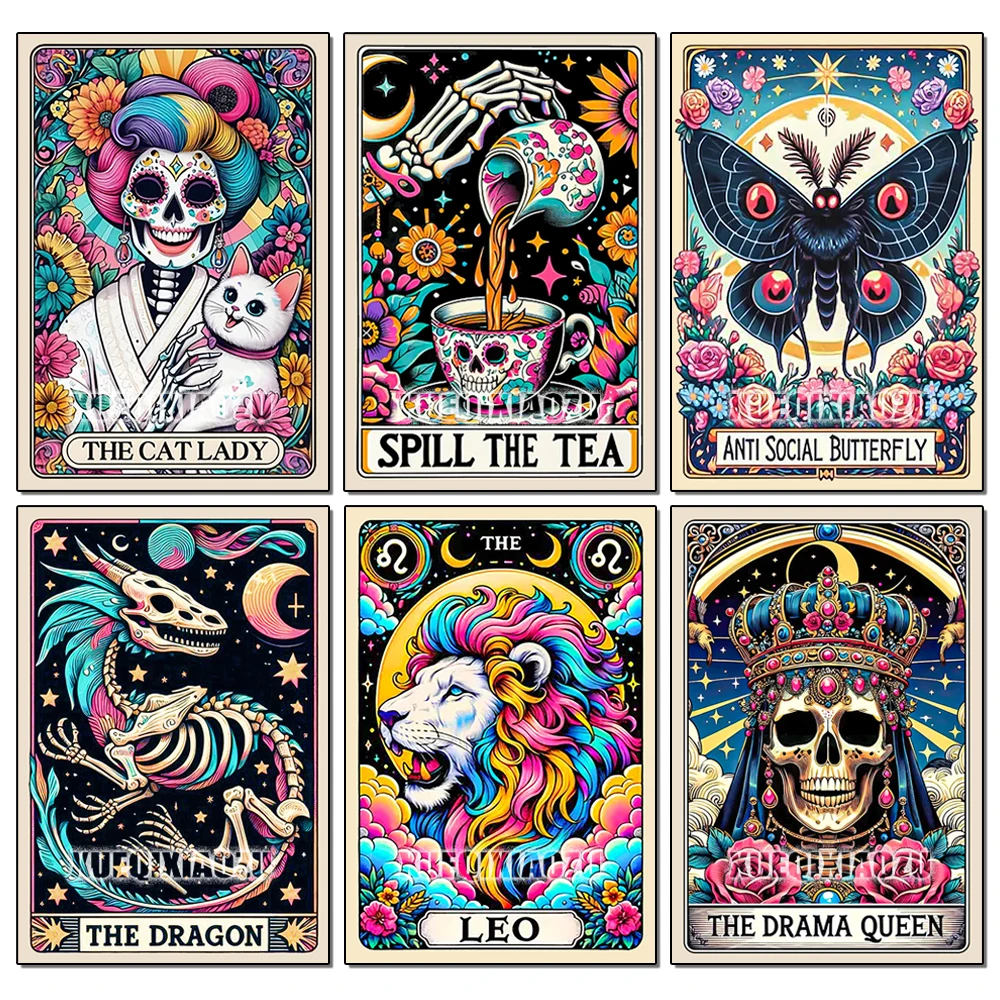 Diamond painting diamond art painting kit diamond painting set 5D Diamond Painting Tarot Card New Series Animal Skull Art Full Round/Square Diamond Mosaic Embroidery Inlay Wall Decoration