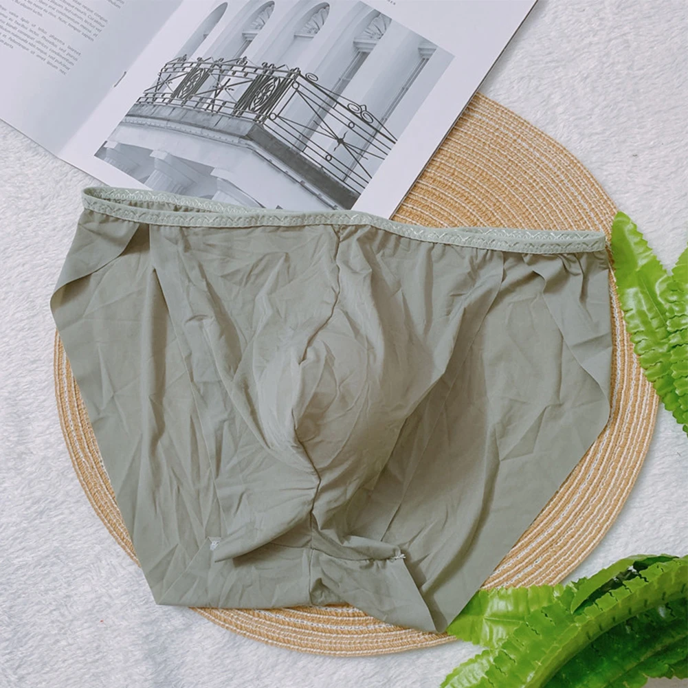 

Мужские сексуальные большие трусы-брифы с сумочкой из ледяного шелка, удобные для кожи трусы, дышащее Эротическое нижнее белье