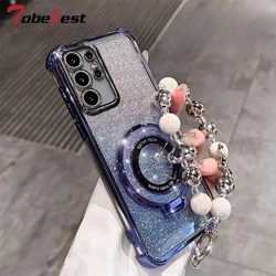 Shockproof Glitter Plating Bracelet Phone Case with Magsafe Compatibility for Note 10 Plus (Blue)