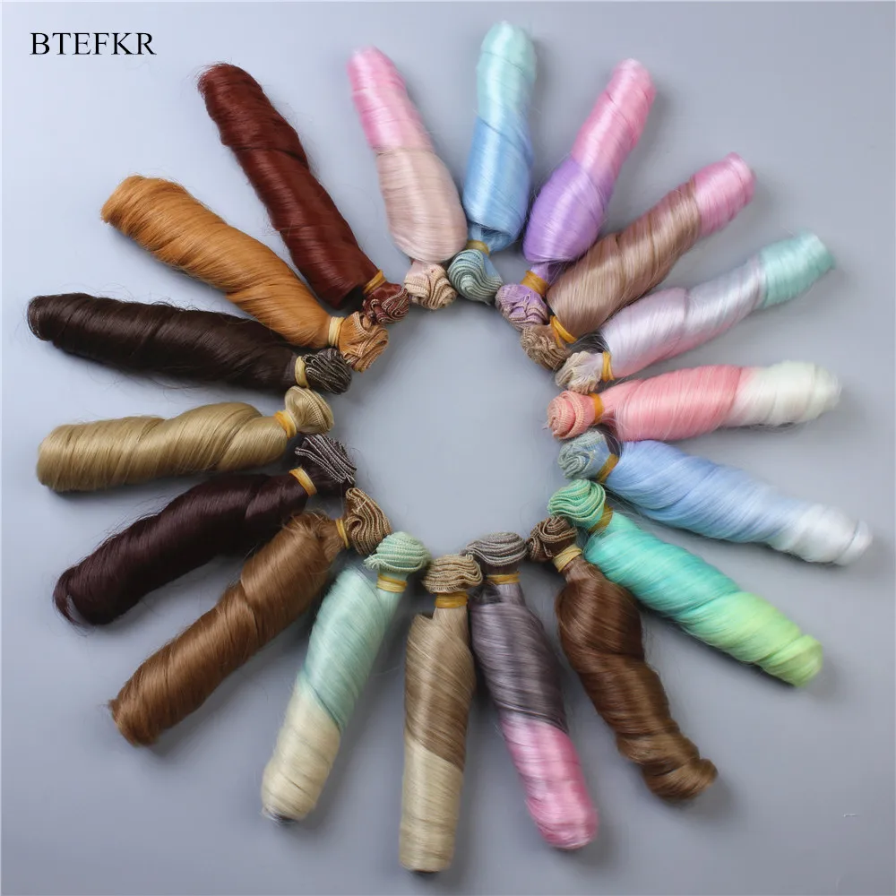 

2 PCS Doll Hair Tresses 15X100cm High Temperature Heat Resistant Doll Wigs for 1/3 1/4 1/6 BJD Curly Hair for Handmade Doll Wigs