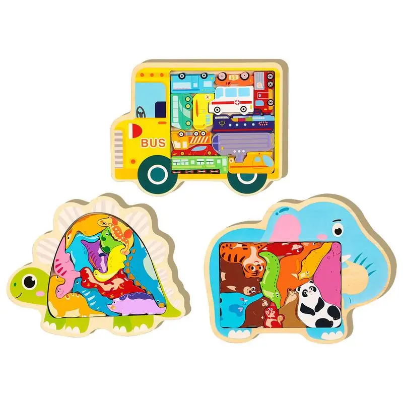 

Cute Cartoon High-quality Wooden Animal Jigsaw Puzzle Early Educational Preschool Learning Puzzle Game Toys Gift For Kids