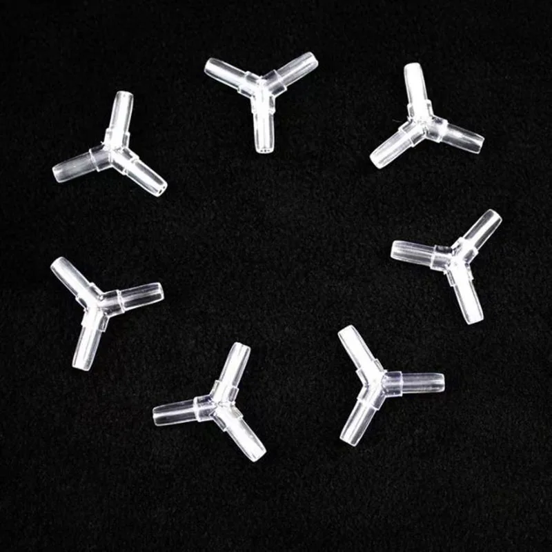 10pcs/lot 4mm 3 ways Aquarium Fish Tank Air Pump Connector T Shaped Connector Control Valve Air Pipe Tube Accessories Acrylic