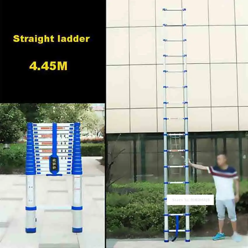 

New Arrival Portable 4.45M Straight Ladder JJS511 Household Extension Ladder Thicken Aluminium Alloy Single-sided 15-Step Ladder