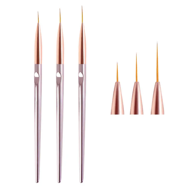 3pcs/Set Acrylic French Stripe Nail Art Line Painting Pen 3D Tips Manicure Slim Line Drawing Pen UV Gel Brushes Painting Tools 2