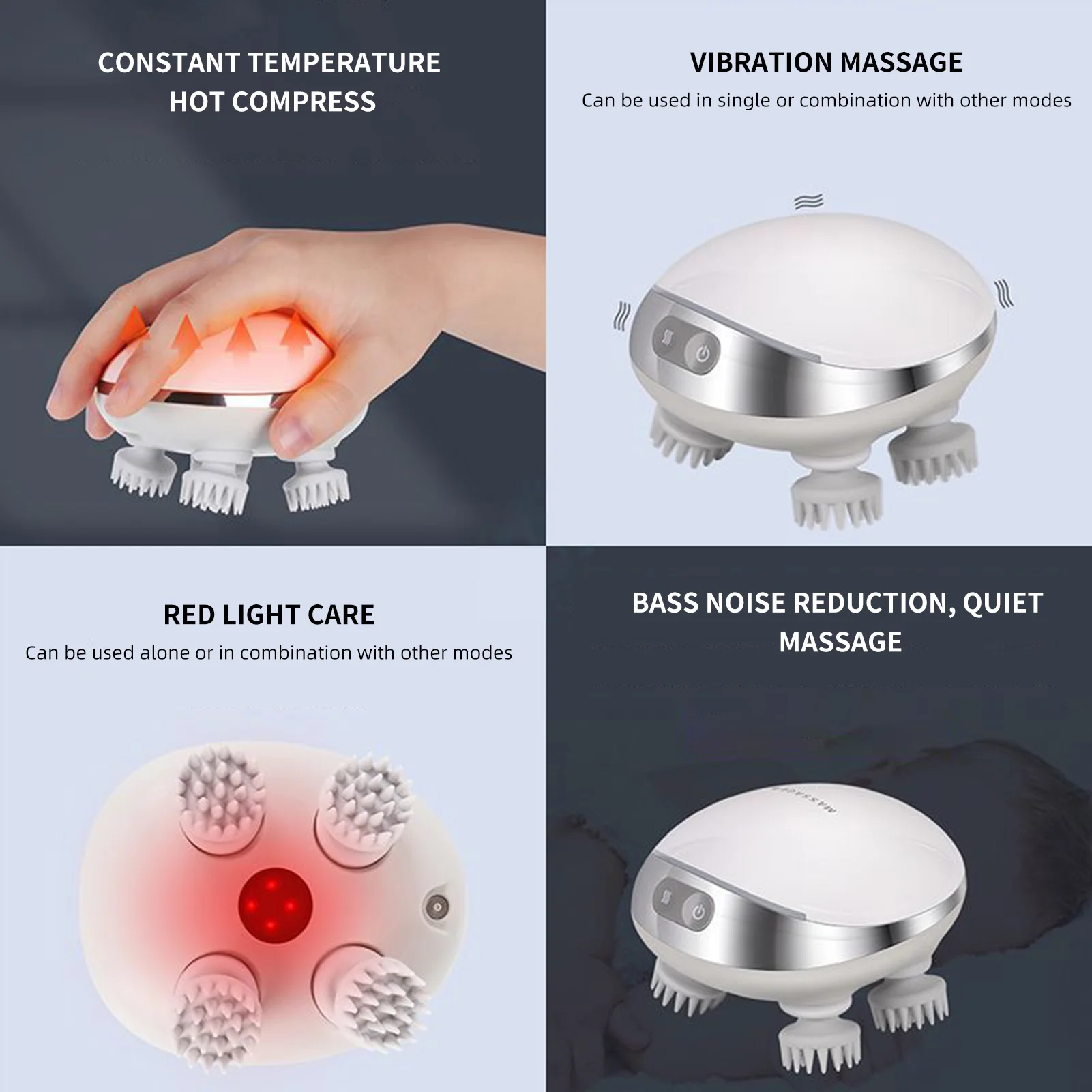 Smart Head Massager With Base red light head Massager for Hair Growth  Vibrator Scalp Massage Machine Body Relaxation Treatment