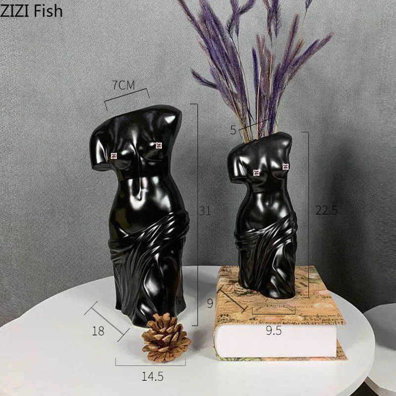 Ceramic Vase Venus Statue Abstract Art Body Flower Arrangement Goddess Sculpture Terrarium Pots Home Decoration Accessories 5