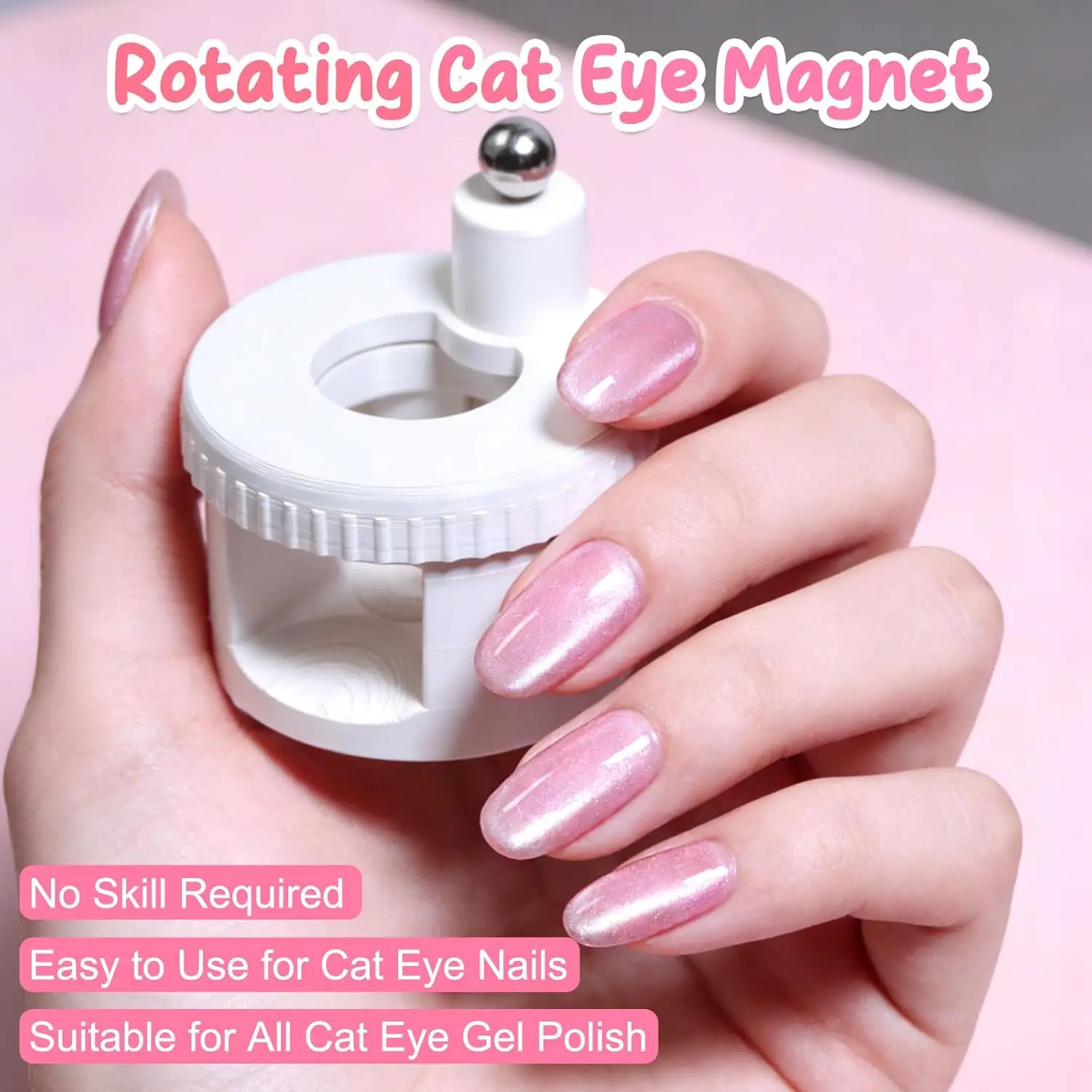 Rotating Cat Eye Nail Magnet with Wide Light Glass Bead Effect - Multifunctional and Strong