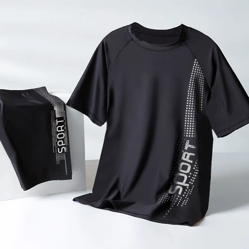 Beach T-Shirts and Short Suits for Men Swimming Training and Surfing Clothing Mens Swim Shirt sports shirt