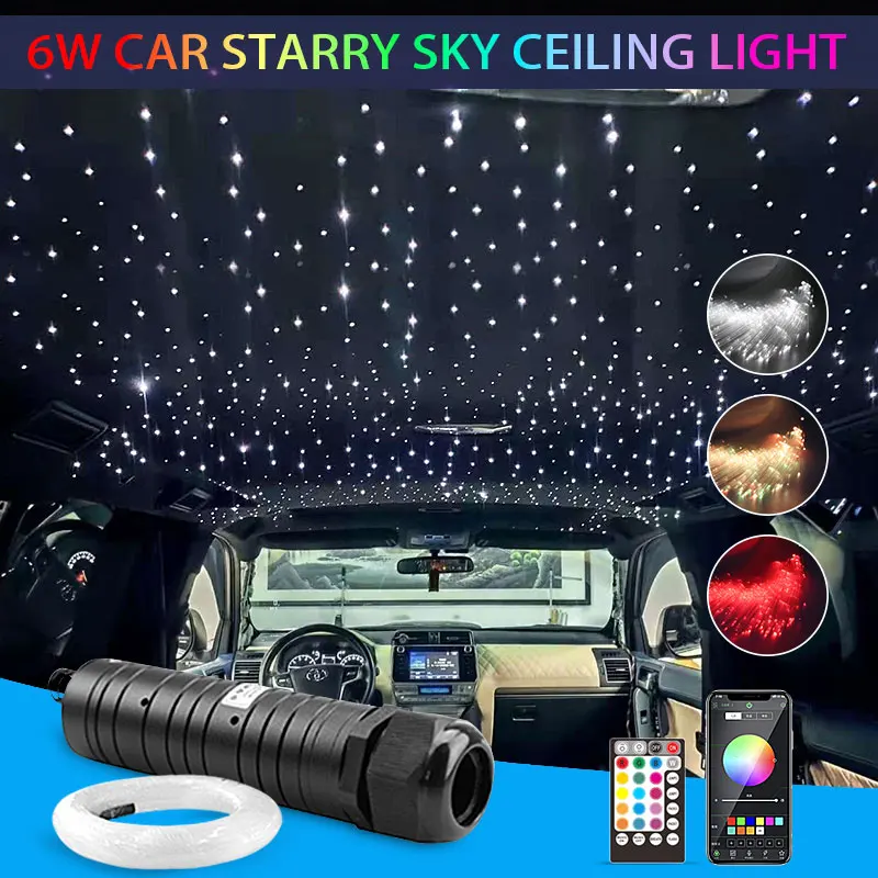6W Car Starry Sky Light  LED  Auto Interior Decoration Accessories Lamp Car Roof Star Lights  Ceiling Fiber Optic Light